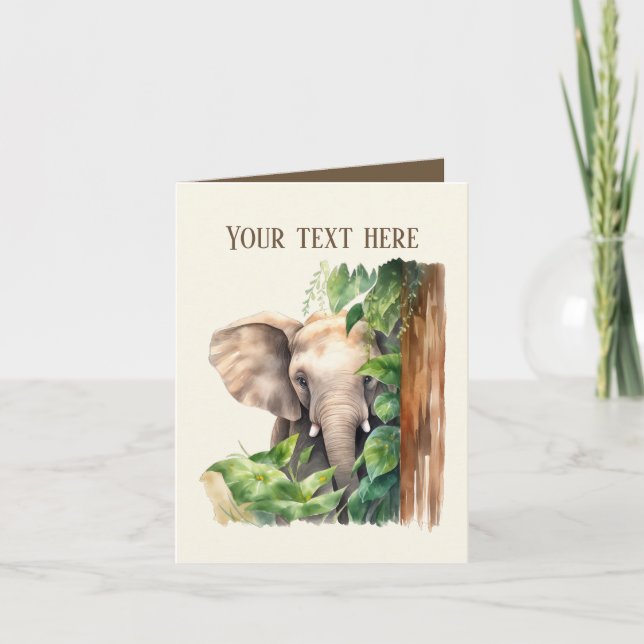 Carte Eléphant mignon ajouter du texte n'importe quel bu (Devant)