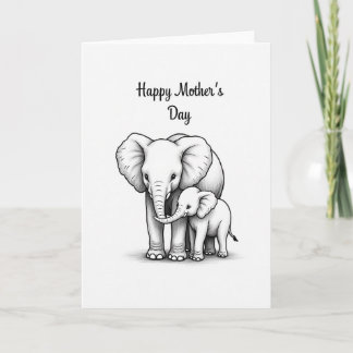 Carte Elephant Mothers Day Sketch Card
