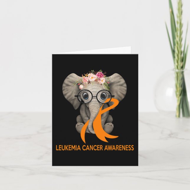 Carte Eléphant Orange Ruban Leucémie Cancer Sensibilisat (Devant)