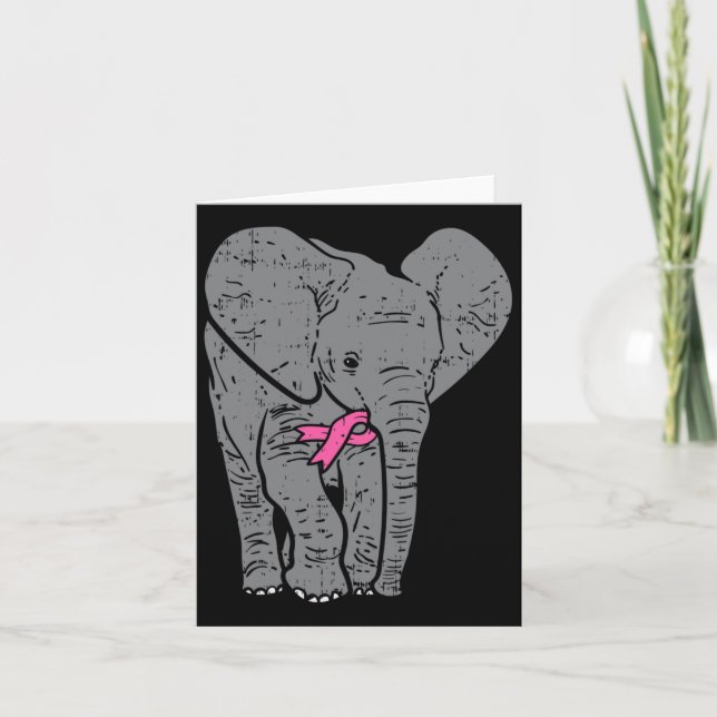 Carte Elephant rose Ruban Bleu Défenseur de la sensibili (Devant)