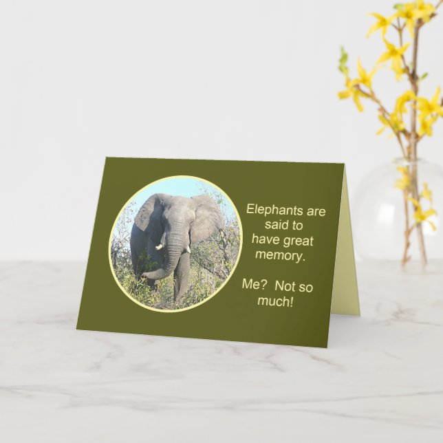 CARTE ELEPHANTS HAVE GOOD MEMORY, ME, NOT SO MUCH (Fleur jaune)