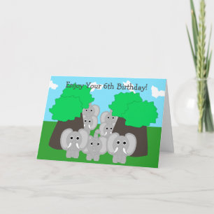 Carte Eléphants Personnalisé 6e anniversaire