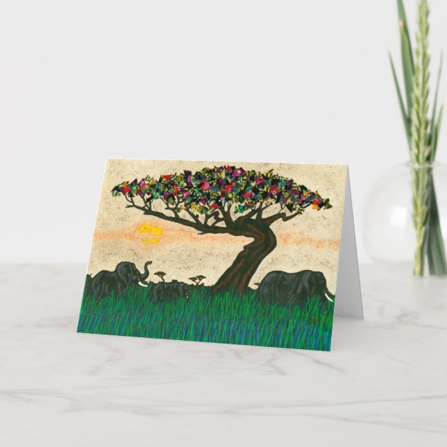 Carte Éléphants sur les avions d'Afrique (Devant)