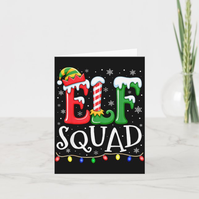 Carte Elf Family Christmas Matching Pajamas Xmas Elf Squ (Devant)