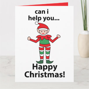 Carte Elfe De Noël Puis-Je Vous Aider À Joyeux Elfe De N