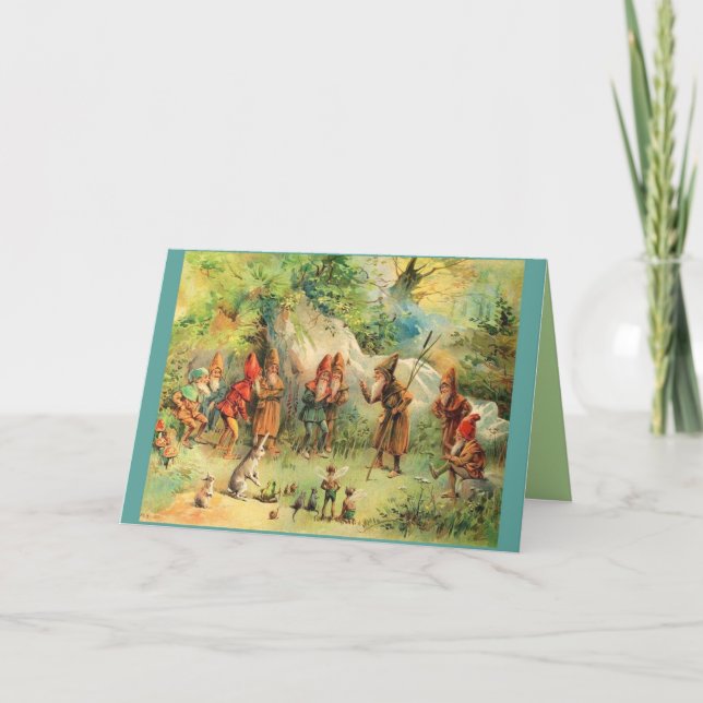 Carte Elfes vacances ou toutes de fées de gnomes blanc (Devant)