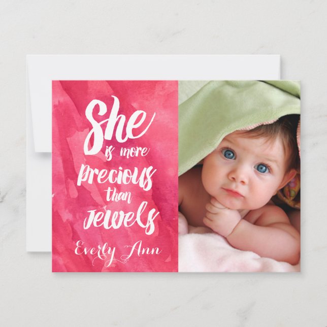 Carte Elle est plus précieuse que les bijoux Bébé Fille (Devant)