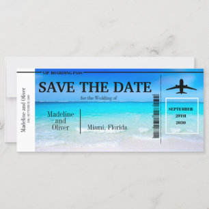 Carte Embarquement Pass Plage tropicale Mariage Enregist