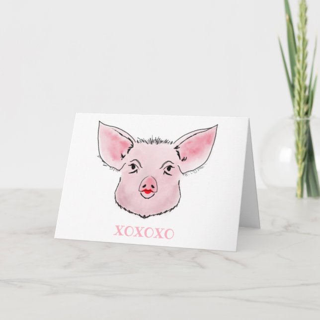 Carte Embrasse le blanc Piggy (Devant)