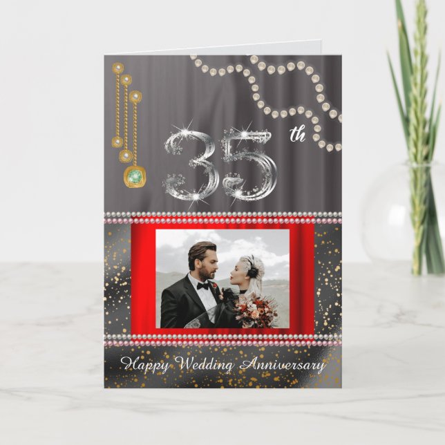 Carte Emerald 35th Anniversary Gold Number & Pearl (Devant)