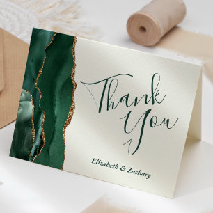 Carte Emerald Green Agate Or Mariage en ivoire d'or Merc