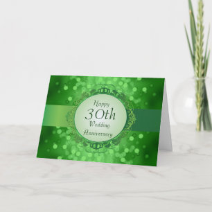 Carte Emerald Green Bokeh 30th Anniversary