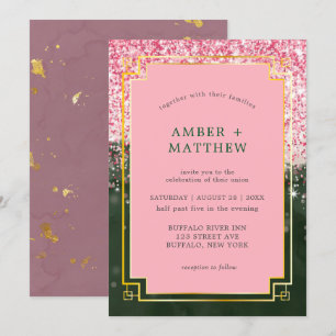 Carte Emerald Green Canyon Rose Art Déco Mariage invite