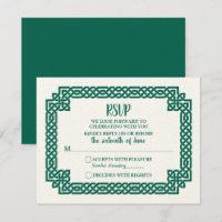 Emerald Green Celtic Knot Claddagh Wedding RSVP