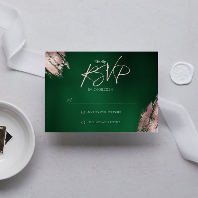 Carte Emerald Green et Rose Gold RSVP (Créateur téléchargé)