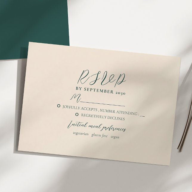 Carte Emerald Green Modern Wedding RSVP (Créateur téléchargé)