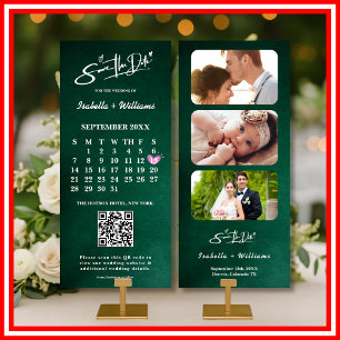 Carte Emerald Green PHOTO QR Code Calendrier Enregistrer