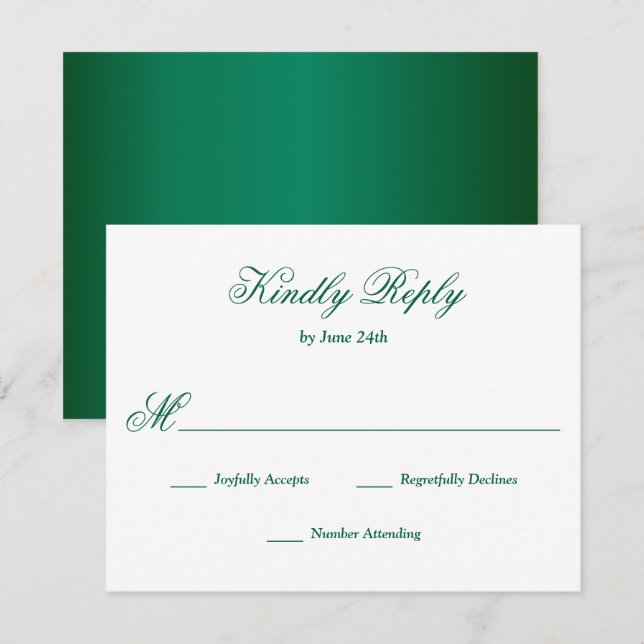 Carte Emerald Green RSVP (Devant / Derrière)