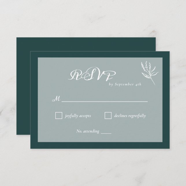 Carte Emerald Green Simple Wedding RSVP (Devant / Derrière)