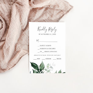 Carte Emerald Greenery Menu Choice Wedice RSVP Car