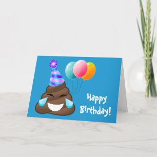 Carte Emoji Bleu Joyeux Anniversaire Poop