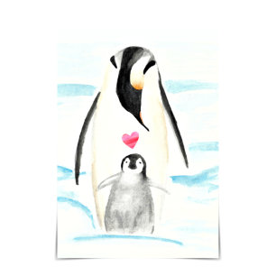 Carte Empereur Penguin Watercolor