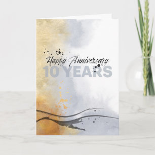Carte Employé 10e anniversaire Encre artistique Abstrait