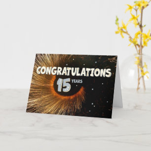 Carte Employé 15e anniversaire Swirl et étoiles