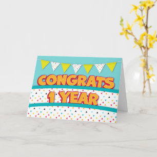 Carte Employé 1er Anniversaire Amusant brillant et pulvé