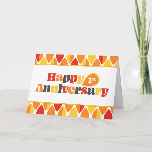 Carte Employé 1er Anniversaire Bright Colours Retro (Devant)