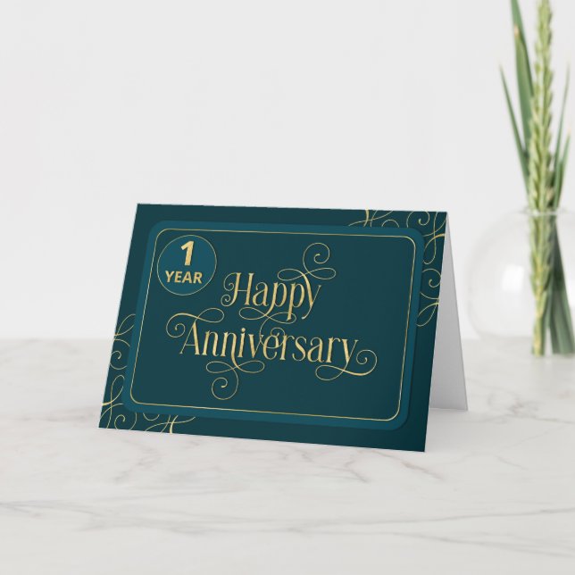 Carte Employé 1er anniversaire Elegant Jade Corporate (Devant)