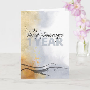 Carte Employé 1er anniversaire Encre artistique Abstrait