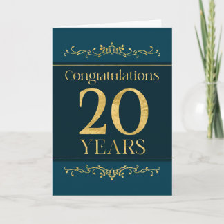 Carte Employé 20e anniversaire élégant Formal élégant