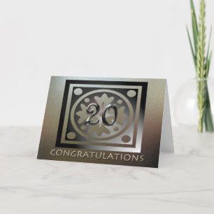 Carte Employé 20e anniversaire Elégant Golden
