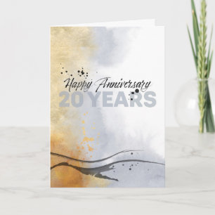 Carte Employé 20e anniversaire Encre artistique Abstrait