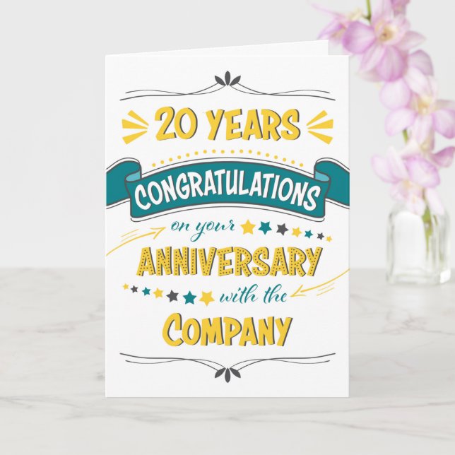 Carte Employé 20e anniversaire Félicitations Word Art (Orchidée)