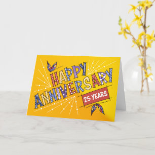 Carte Employé 25e anniversaire couleurs vives