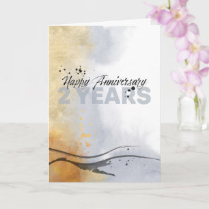 Carte Employé 2e anniversaire Encre artistique Abstrait