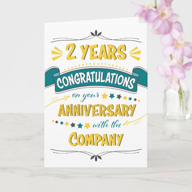 Carte Employé 2e anniversaire Félicitations Word Art (Orchidée)