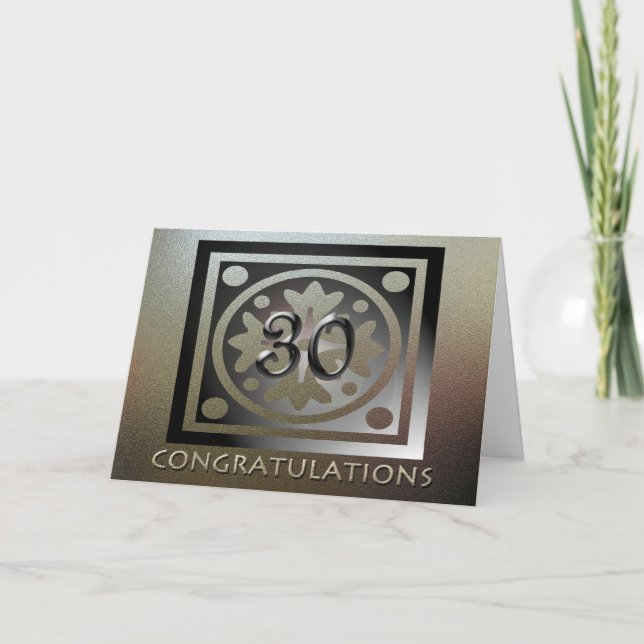 Carte Employé 30e anniversaire Elégant Golden (Devant)