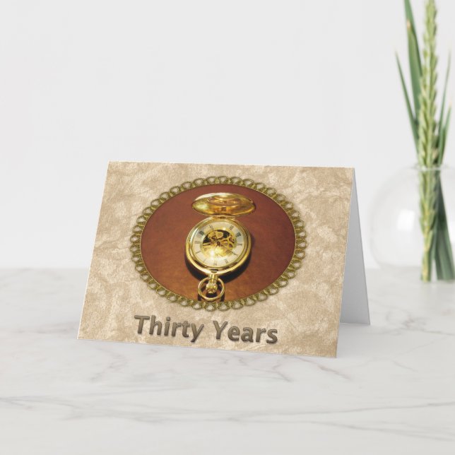 Carte Employé 30e anniversaire Elegant Golden Watch (Devant)