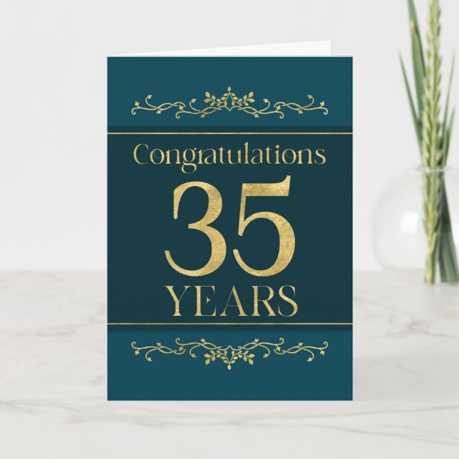 Carte Employé 35e anniversaire élégant Formal élégant (Devant)