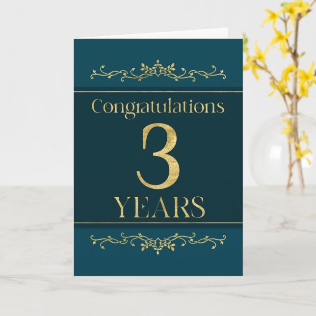 Carte Employé 3e anniversaire élégant formel élégant élé (Fleur jaune)