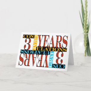 Carte Employé 3e anniversaire Félicitations Mosaïque