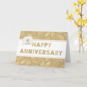 Carte Employé 4e anniversaire Couleurs neutres et or