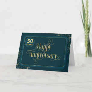Carte Employé 50e anniversaire Elegant Jade Corporate