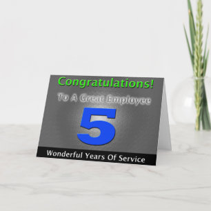 Carte Employé 5e anniversaire audacieux et élégant