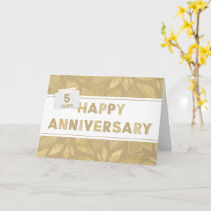 Carte Employé 5e anniversaire Couleurs neutres et or