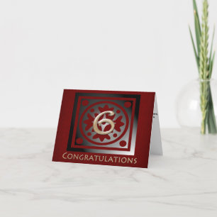 Carte Employé 6 ans Anniversaire Elégant Rouge doré