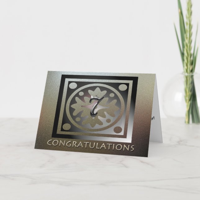 Carte Employé 7e anniversaire Elégant or (Devant)